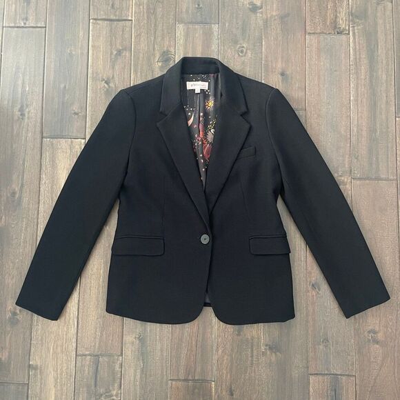 Philosophy Black One Button Printed Lining Oversized Blazer 6 - Picture 1 of 7